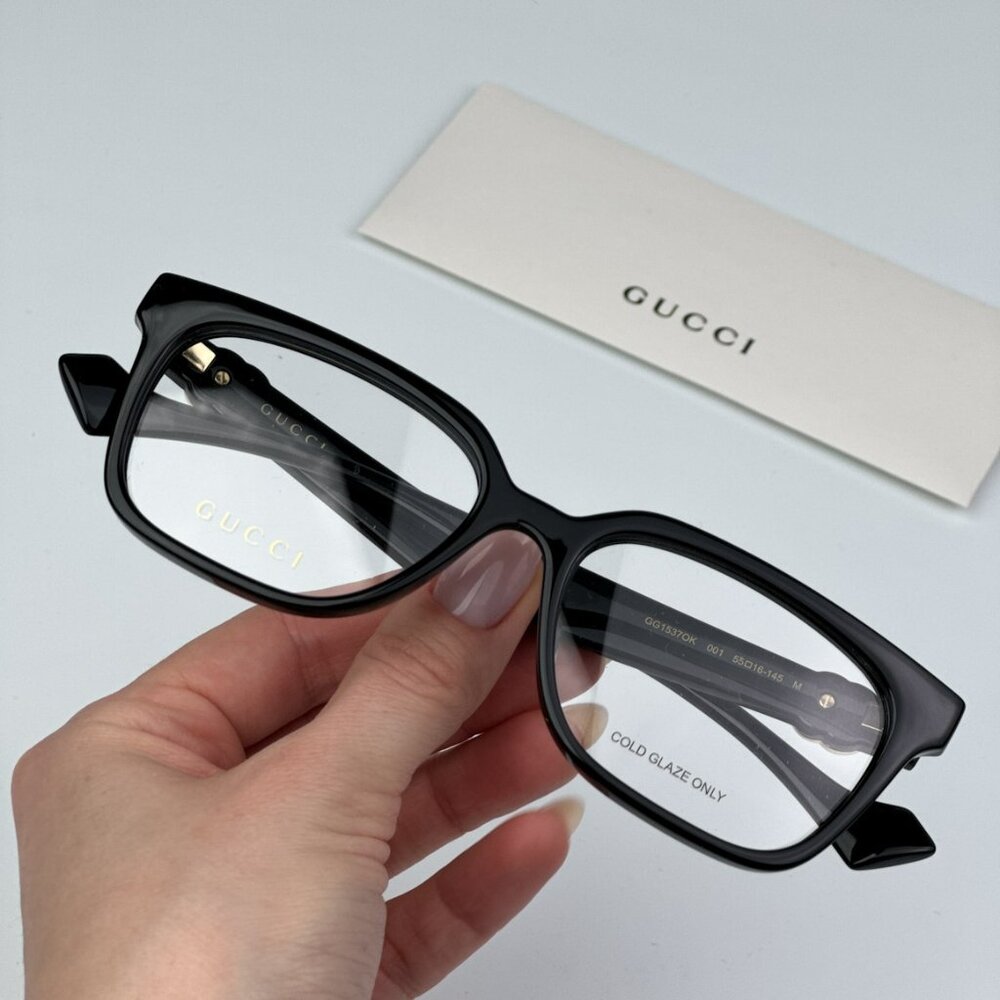 Gucci GG1537OK 001 BRAND NEW Eyeglasses Black Square Women - Picture 2 of 11